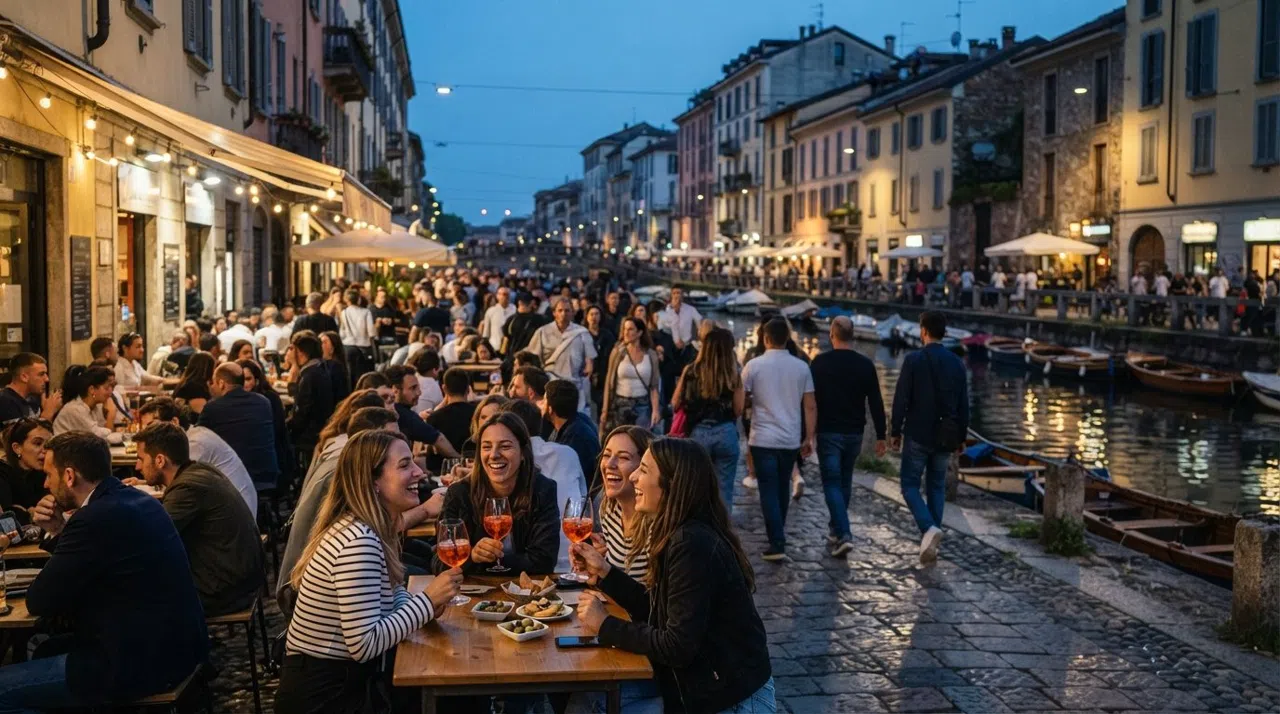 Navigli, Milán: canales, aperitivo y la ciudad después del anochecer